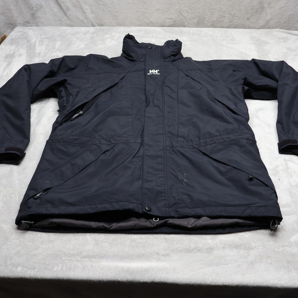 Helly Hansen Jacket Men Medium Black Waterproof Wind Removable Fleece Liner 3in1